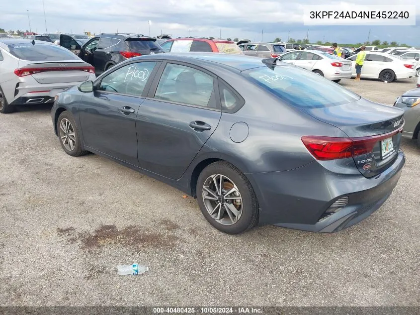 2022 Kia Forte Fe/Lxs VIN: 3KPF24AD4NE452240 Lot: 40480425