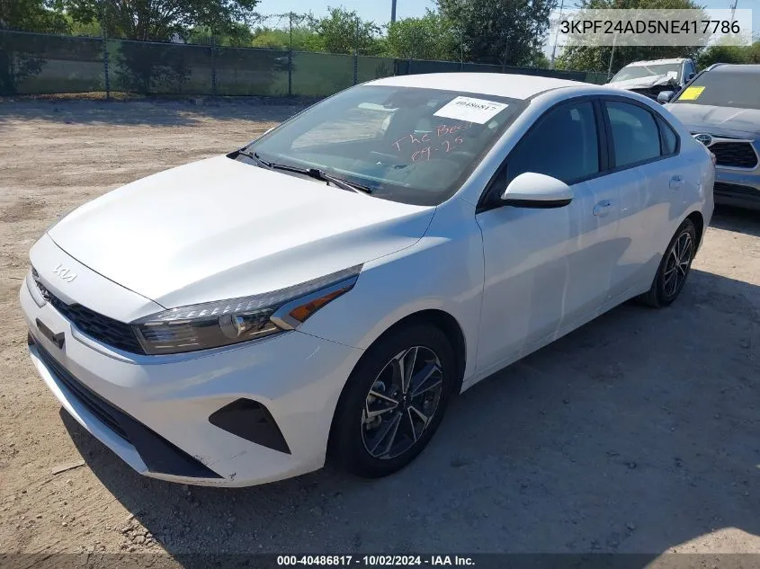 2022 Kia Forte Lxs VIN: 3KPF24AD5NE417786 Lot: 40486817