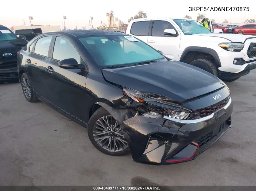 2022 Kia Forte Gt-Line VIN: 3KPF54AD6NE470875 Lot: 40489771