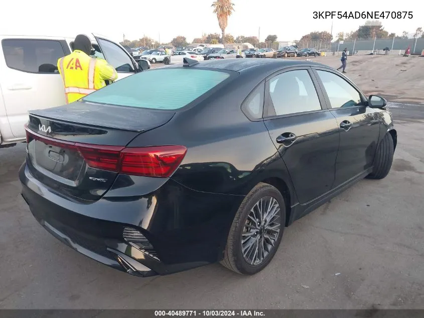 2022 Kia Forte Gt-Line VIN: 3KPF54AD6NE470875 Lot: 40489771