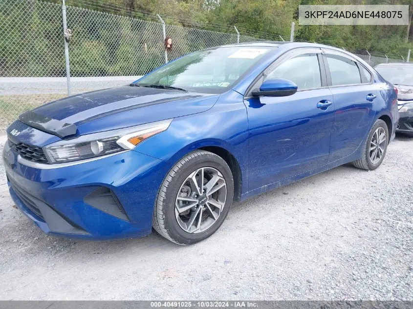 2022 Kia Forte Lxs VIN: 3KPF24AD6NE448075 Lot: 40491025