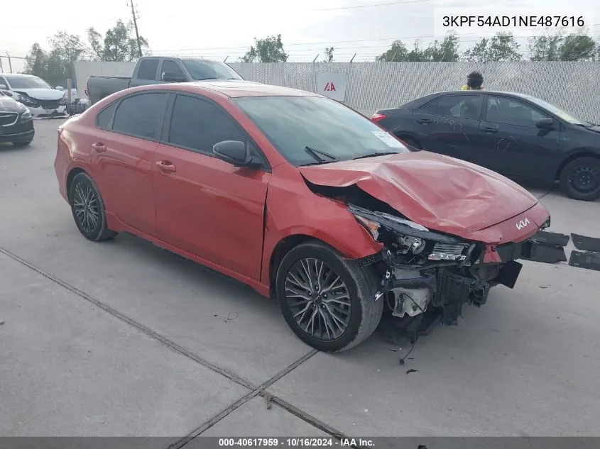 2022 Kia Forte Gt-Line VIN: 3KPF54AD1NE487616 Lot: 40617959