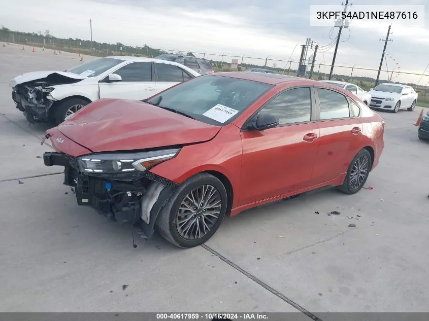 2022 Kia Forte Gt-Line VIN: 3KPF54AD1NE487616 Lot: 40617959