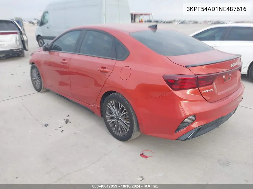 2022 Kia Forte Gt-Line VIN: 3KPF54AD1NE487616 Lot: 40617959