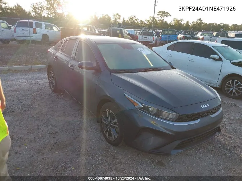 2022 Kia Forte Lxs VIN: 3KPF24AD1NE471926 Lot: 40674035