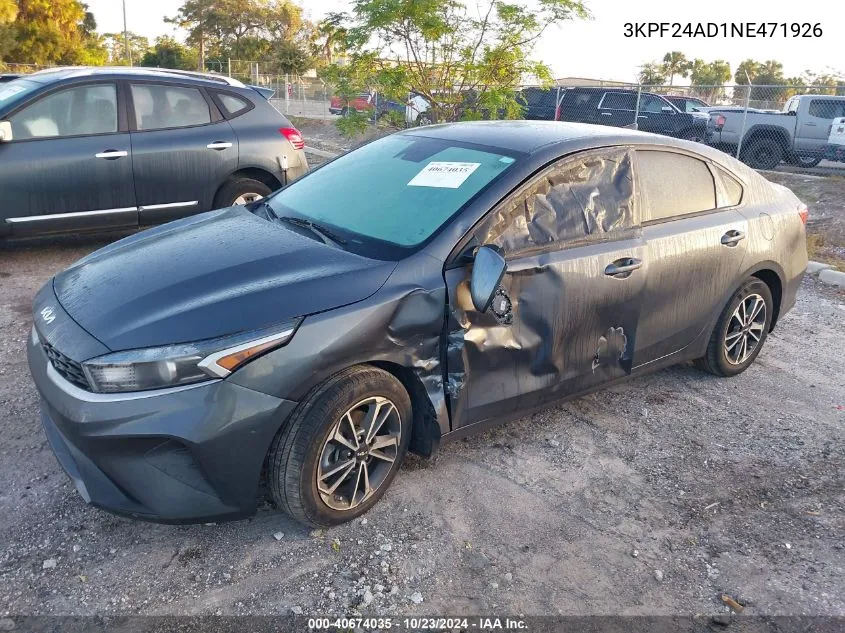 2022 Kia Forte Lxs VIN: 3KPF24AD1NE471926 Lot: 40674035