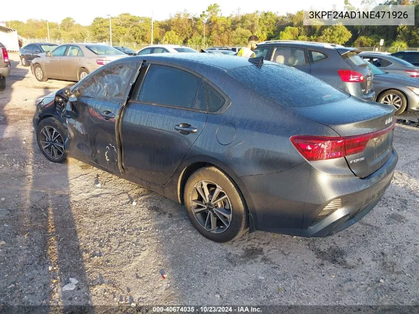 2022 Kia Forte Lxs VIN: 3KPF24AD1NE471926 Lot: 40674035