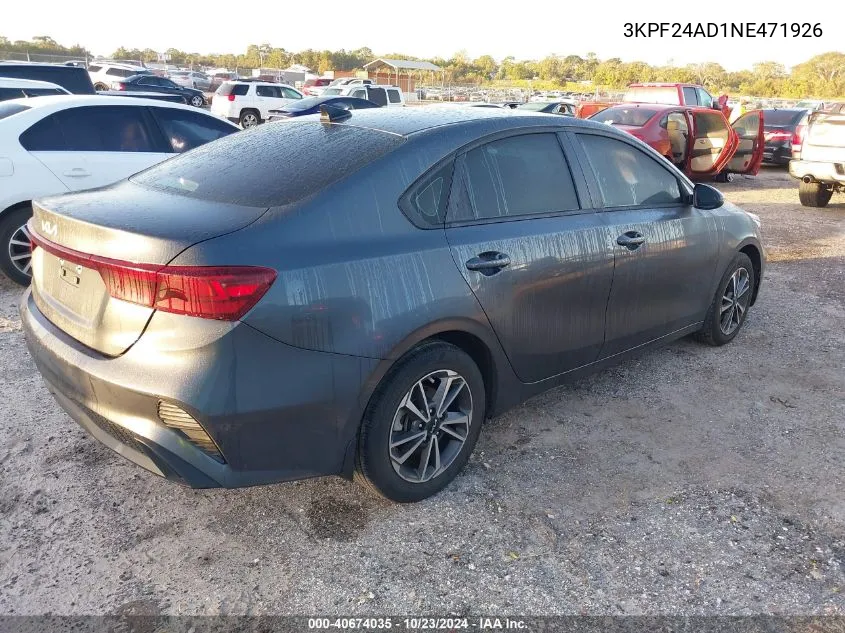 2022 Kia Forte Lxs VIN: 3KPF24AD1NE471926 Lot: 40674035