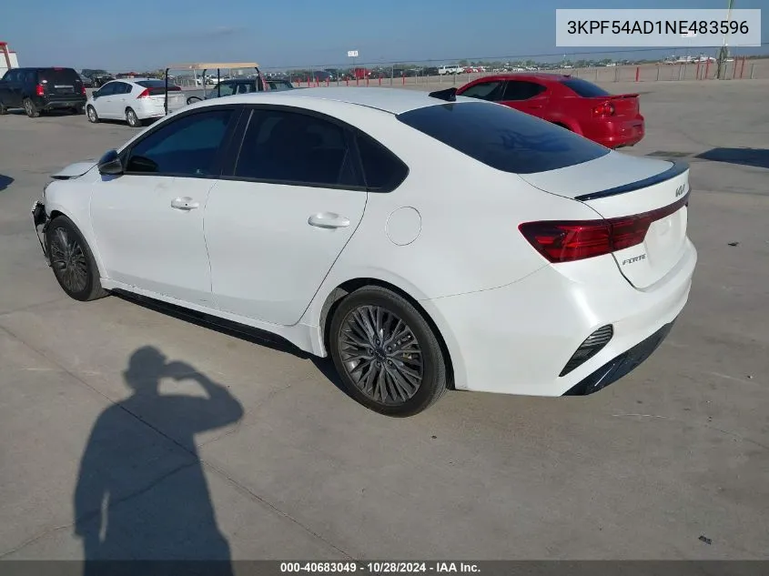 2022 Kia Forte Gt Line VIN: 3KPF54AD1NE483596 Lot: 40683049