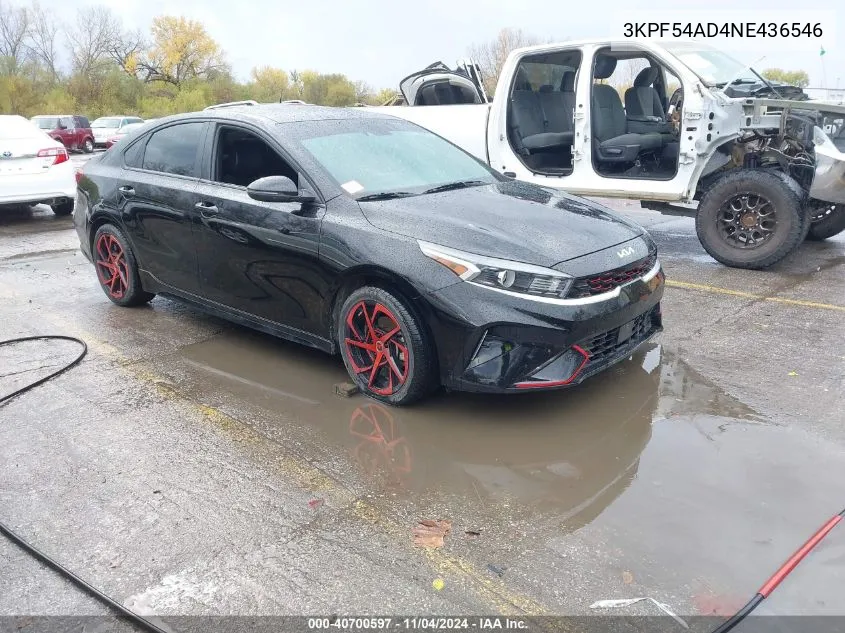 2022 Kia Forte Gt-Line VIN: 3KPF54AD4NE436546 Lot: 40700597