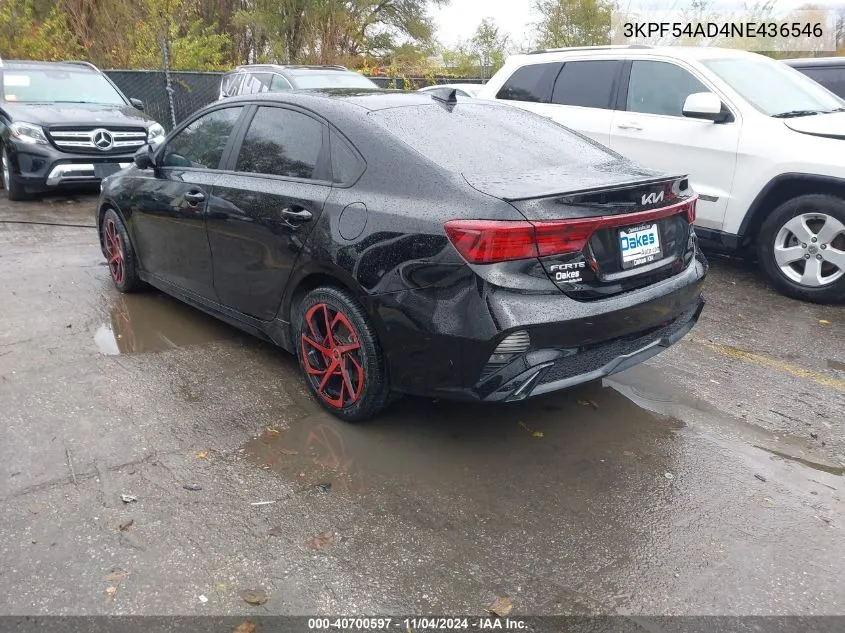 2022 Kia Forte Gt-Line VIN: 3KPF54AD4NE436546 Lot: 40700597