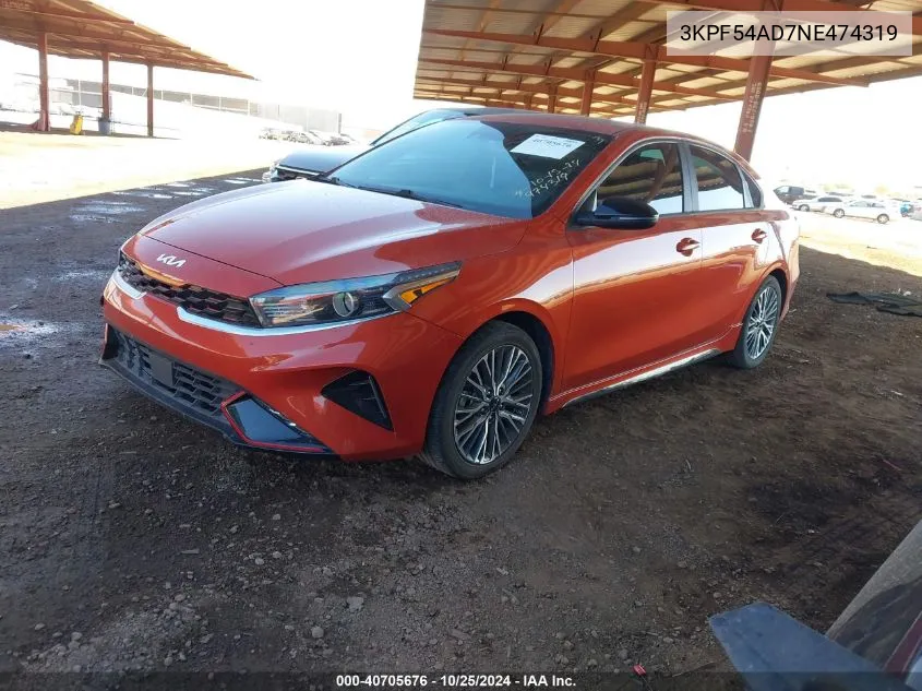 2022 Kia Forte Gt-Line VIN: 3KPF54AD7NE474319 Lot: 40705676