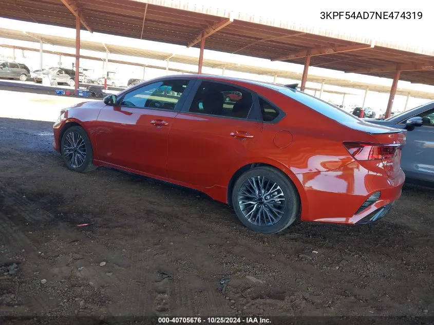 2022 Kia Forte Gt-Line VIN: 3KPF54AD7NE474319 Lot: 40705676