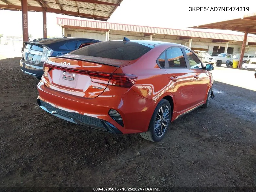 2022 Kia Forte Gt-Line VIN: 3KPF54AD7NE474319 Lot: 40705676