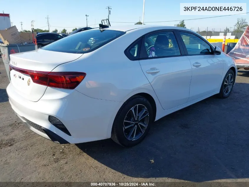 2022 Kia Forte Lxs VIN: 3KPF24AD0NE446726 Lot: 40707936