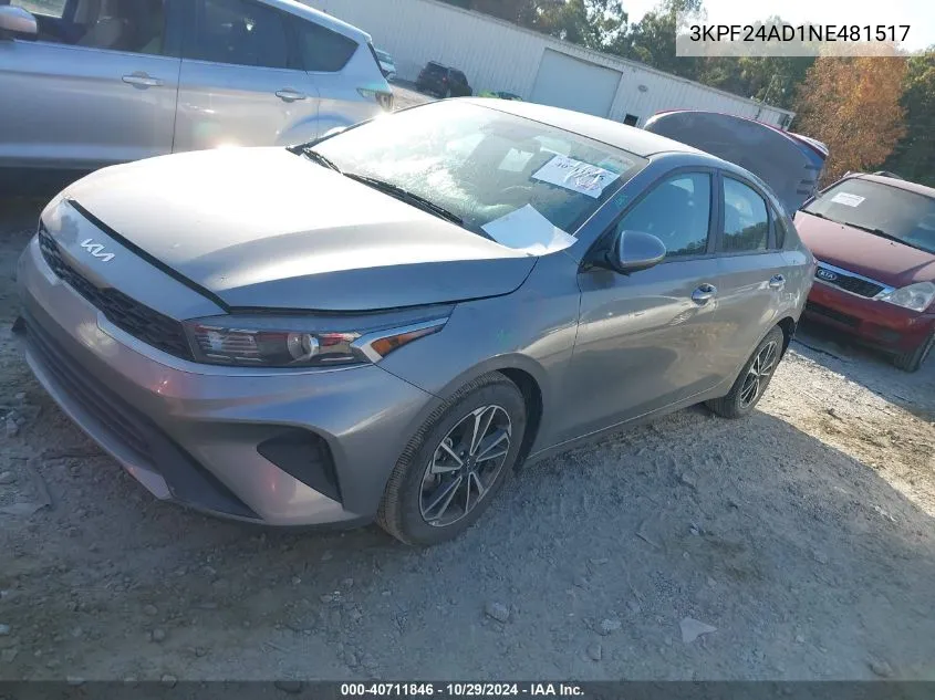 2022 Kia Forte Lxs VIN: 3KPF24AD1NE481517 Lot: 40711846