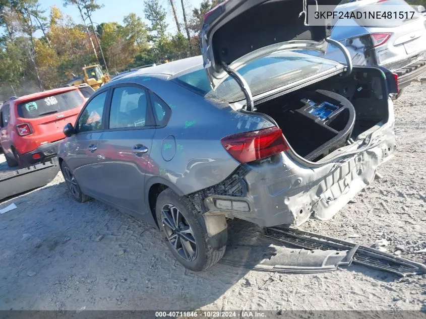 2022 Kia Forte Lxs VIN: 3KPF24AD1NE481517 Lot: 40711846