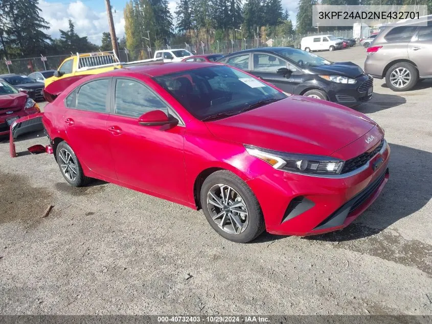 2022 Kia Forte Lxs VIN: 3KPF24AD2NE432701 Lot: 40732403