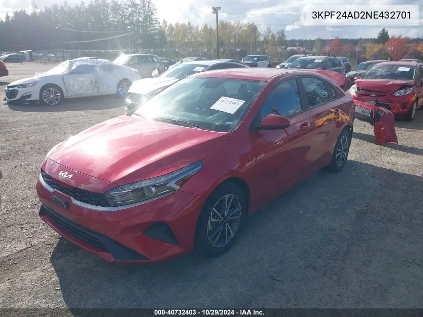 2022 Kia Forte Lxs VIN: 3KPF24AD2NE432701 Lot: 40732403