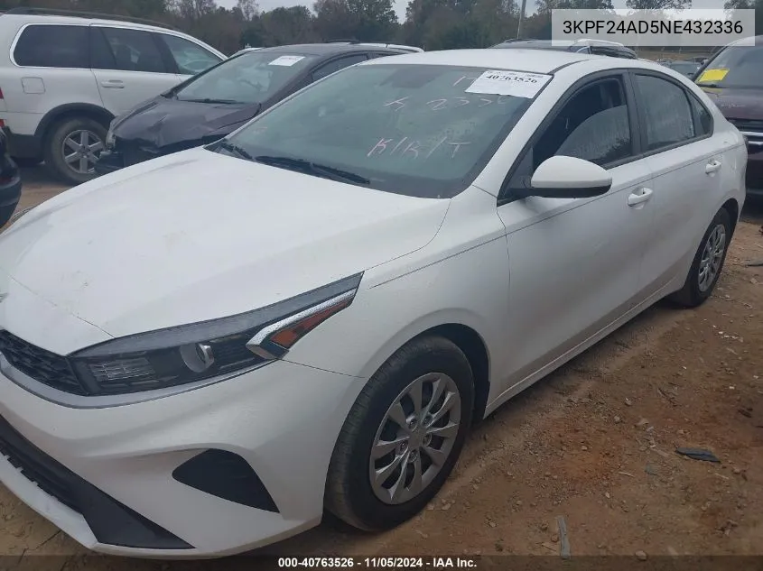 2022 Kia Forte Fe VIN: 3KPF24AD5NE432336 Lot: 40763526