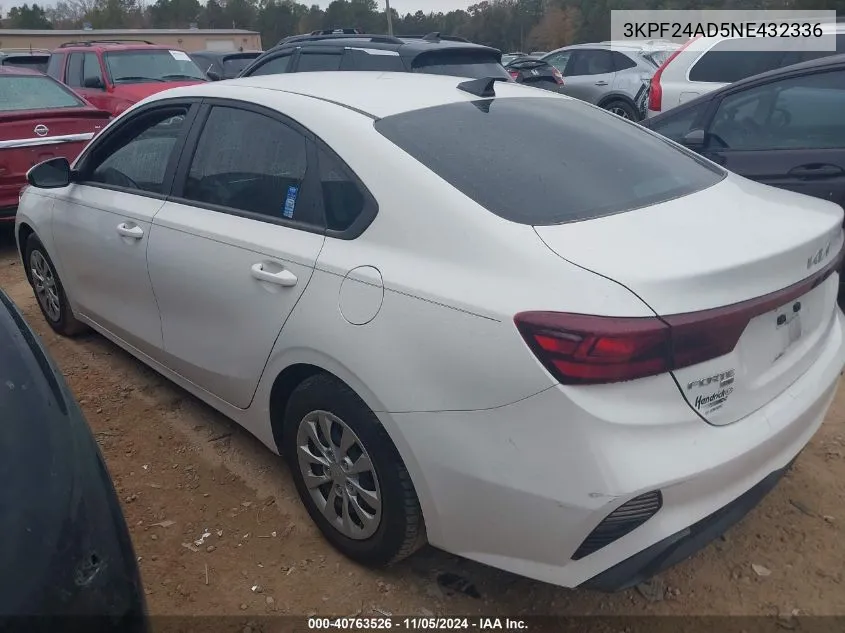 2022 Kia Forte Fe VIN: 3KPF24AD5NE432336 Lot: 40763526