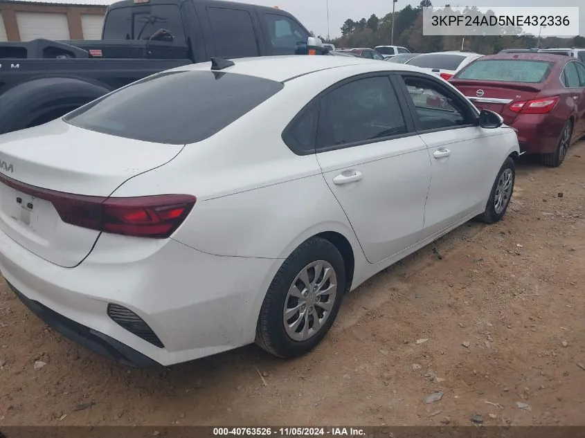 2022 Kia Forte Fe VIN: 3KPF24AD5NE432336 Lot: 40763526