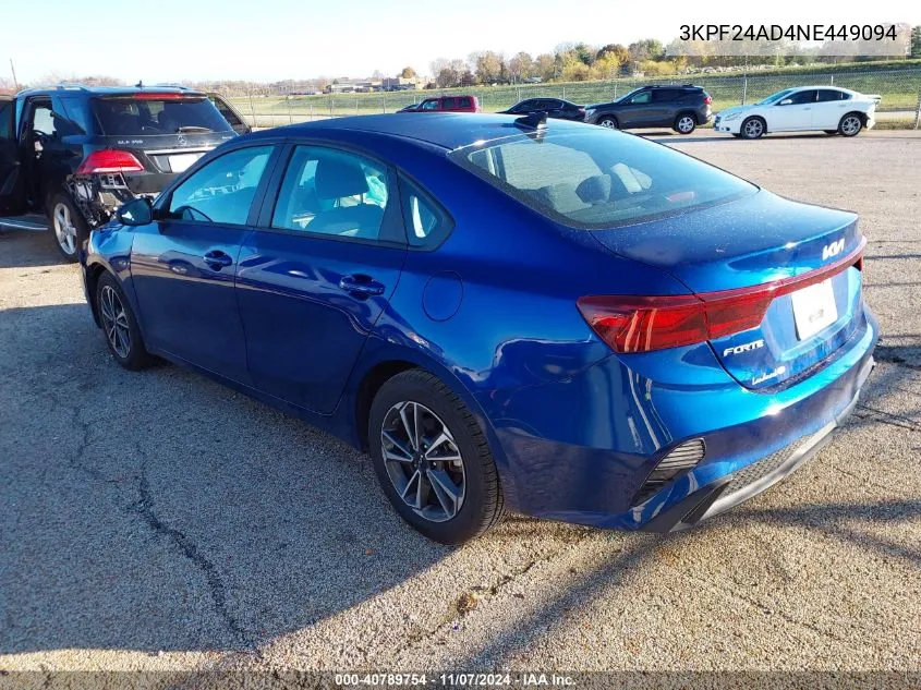 2022 Kia Forte Lxs VIN: 3KPF24AD4NE449094 Lot: 40789754