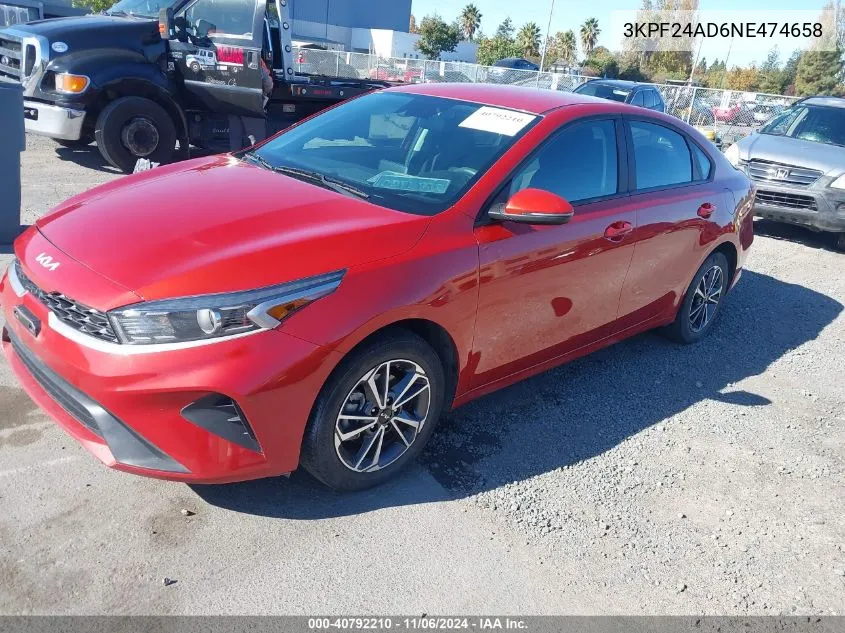 2022 Kia Forte Lxs VIN: 3KPF24AD6NE474658 Lot: 40792210