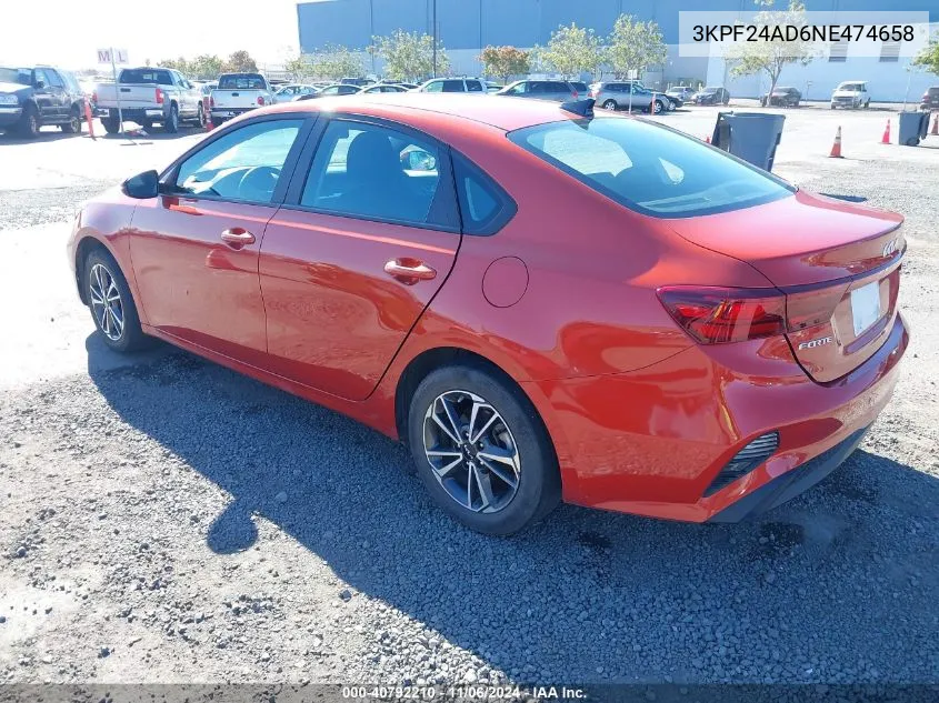 2022 Kia Forte Lxs VIN: 3KPF24AD6NE474658 Lot: 40792210