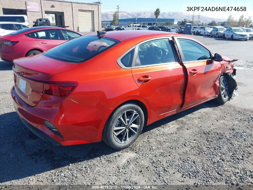 2022 Kia Forte Lxs VIN: 3KPF24AD6NE474658 Lot: 40792210