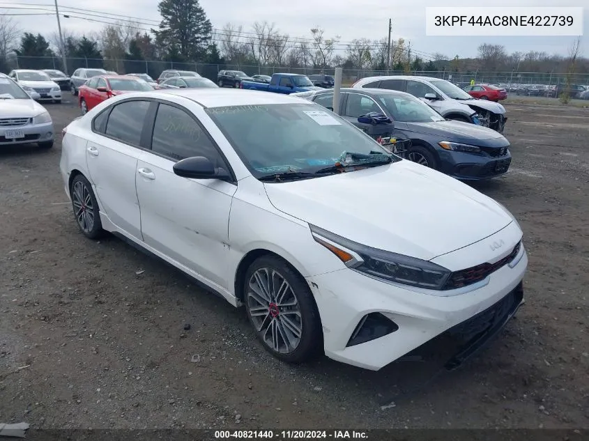 2022 Kia Forte Gt VIN: 3KPF44AC8NE422739 Lot: 40821440