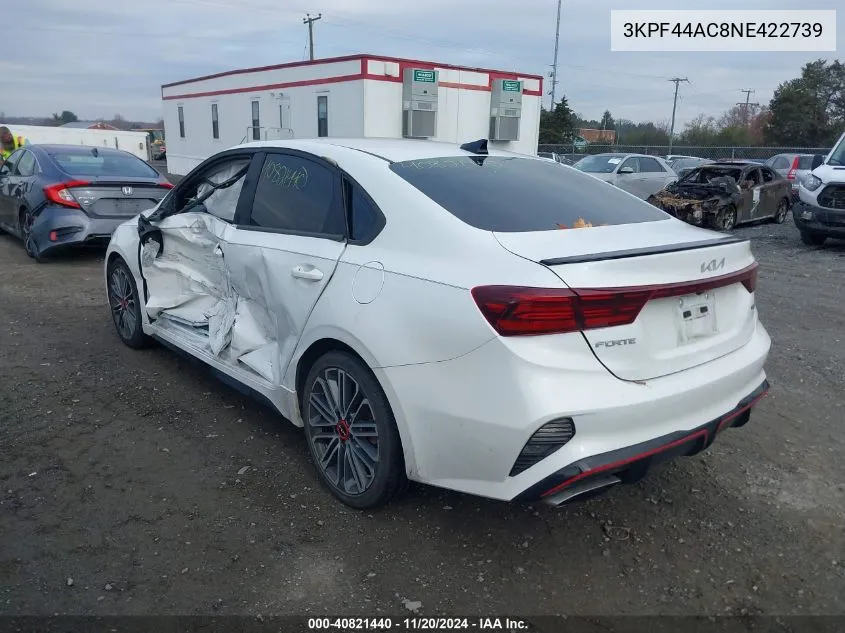 2022 Kia Forte Gt VIN: 3KPF44AC8NE422739 Lot: 40821440