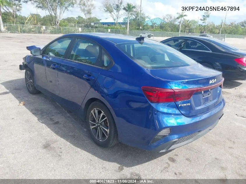 2022 Kia Forte Lxs VIN: 3KPF24AD5NE467894 Lot: 40821623