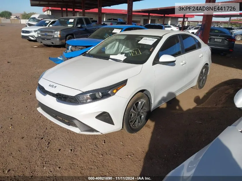 2022 Kia Forte Lxs VIN: 3KPF24AD8NE441726 Lot: 40821890