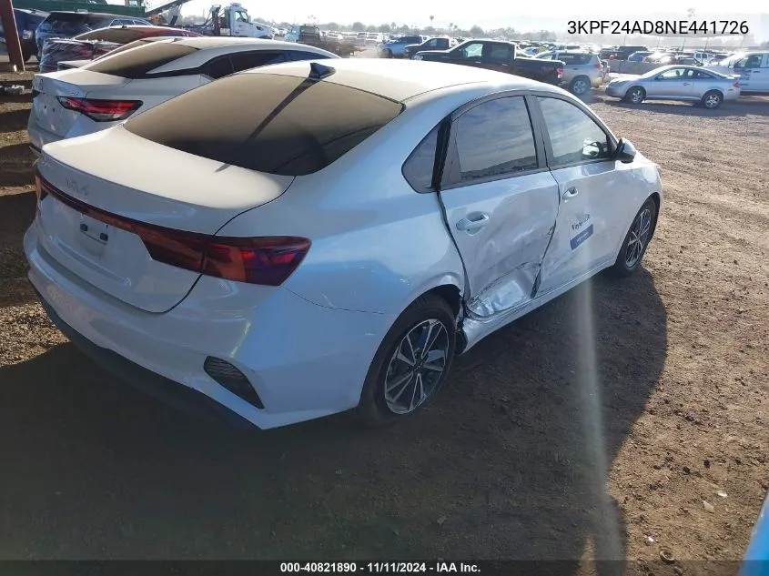 2022 Kia Forte Lxs VIN: 3KPF24AD8NE441726 Lot: 40821890