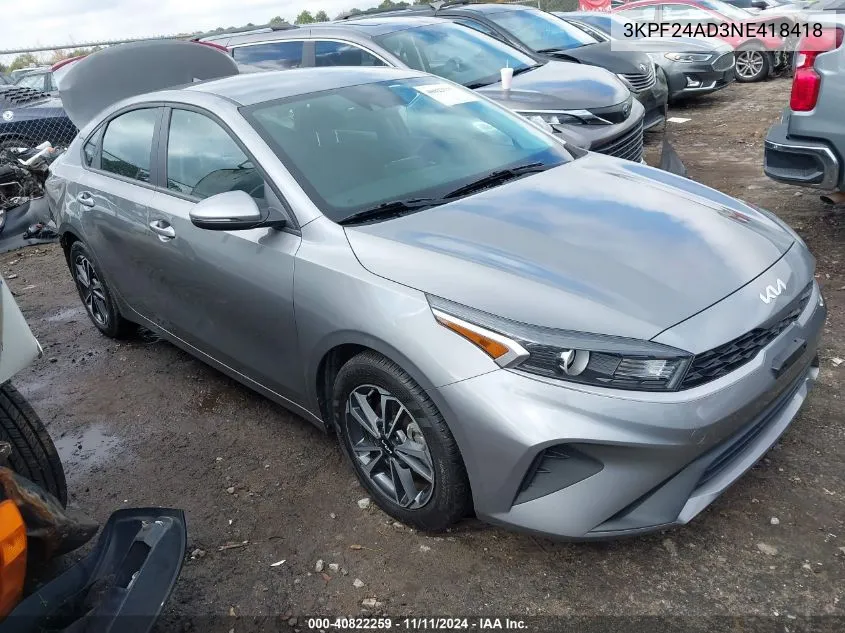 2022 Kia Forte Lxs VIN: 3KPF24AD3NE418418 Lot: 40822259