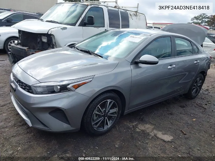 2022 Kia Forte Lxs VIN: 3KPF24AD3NE418418 Lot: 40822259