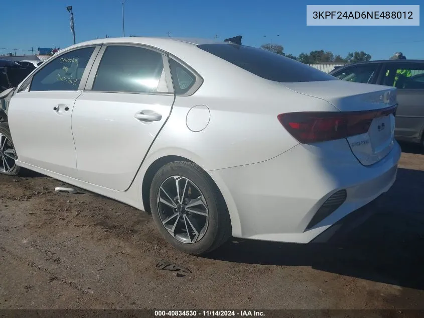 2022 Kia Forte Lxs VIN: 3KPF24AD6NE488012 Lot: 40834530