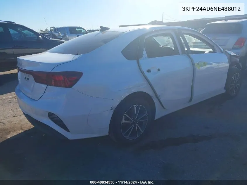 2022 Kia Forte Lxs VIN: 3KPF24AD6NE488012 Lot: 40834530