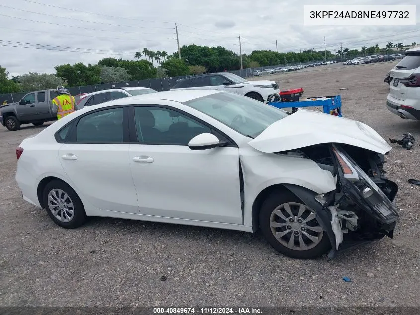 2022 Kia Forte Fe VIN: 3KPF24AD8NE497732 Lot: 40849674