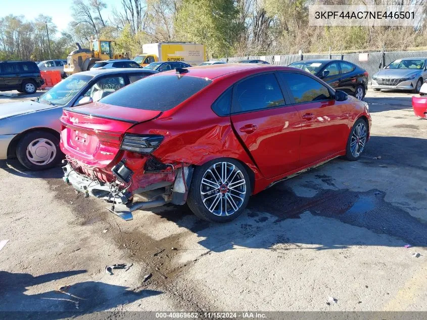 2022 Kia Forte Gt Manual VIN: 3KPF44AC7NE446501 Lot: 40869652