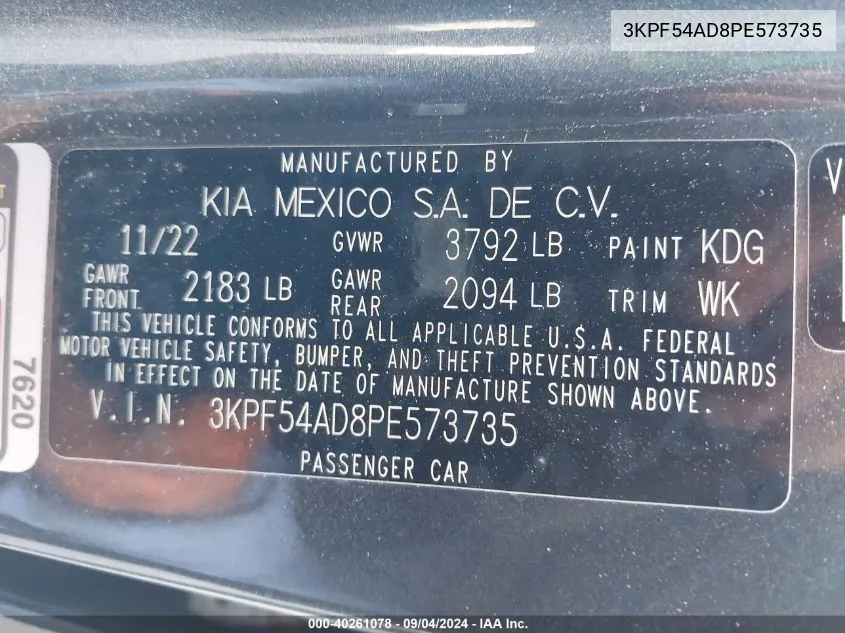 3KPF54AD8PE573735 2023 Kia Forte Gt-Line