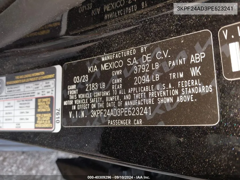 3KPF24AD3PE623241 2023 Kia Forte Lx/Lxs