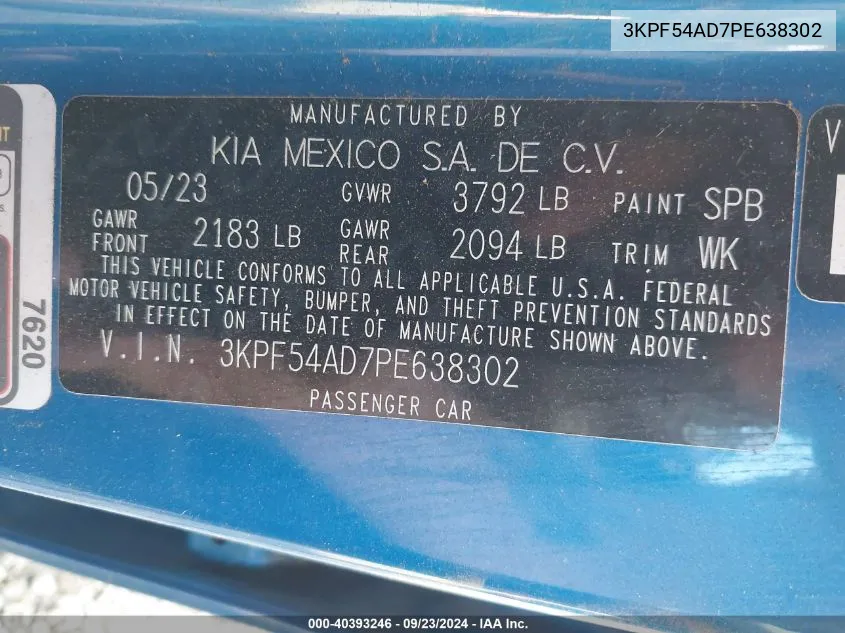 3KPF54AD7PE638302 2023 Kia Forte Gt-Line