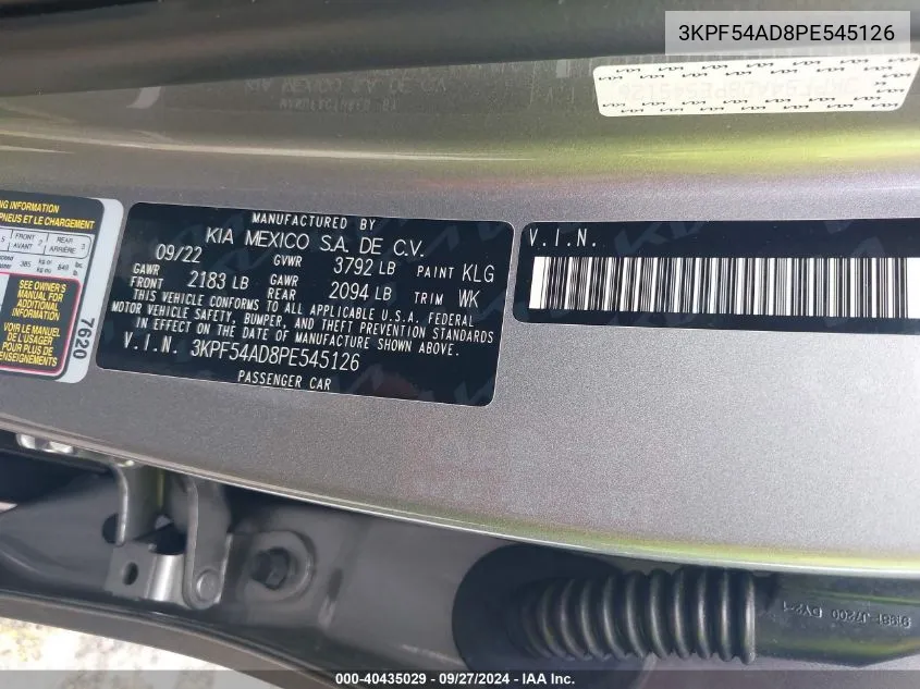 3KPF54AD8PE545126 2023 Kia Forte Gt-Line