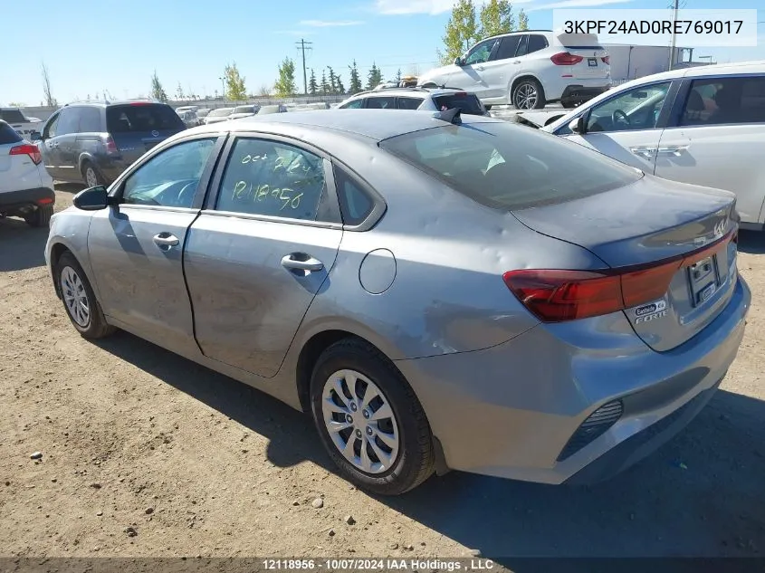 2024 Kia Forte VIN: 3KPF24AD0RE769017 Lot: 12118956