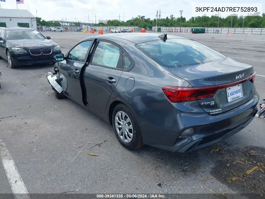 2024 Kia Forte Lx VIN: 3KPF24AD7RE752893 Lot: 39341335