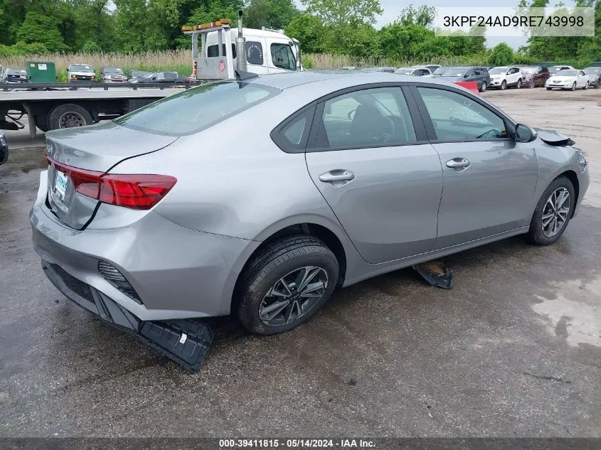 2024 Kia Forte Lxs VIN: 3KPF24AD9RE743998 Lot: 39411815