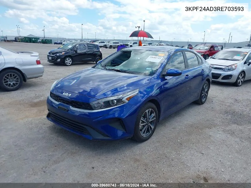 2024 Kia Forte Lxs VIN: 3KPF24AD3RE703593 Lot: 39680743