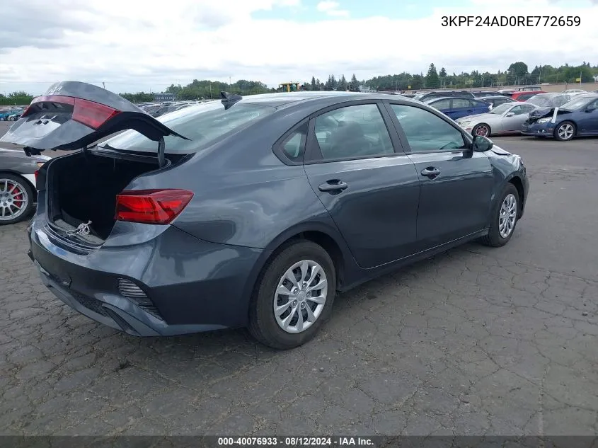 2024 Kia Forte Lx VIN: 3KPF24AD0RE772659 Lot: 40076933